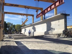 A 10-foot-wide concrete girder is shown at the Con-Fab California Corp. plant in Lathrop. (Caltrans)